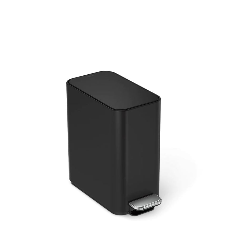 פח דוושה מלבני צר שחור מאט, 5 ל'