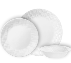 סט צלחות 12 חלקים, Linen Weave