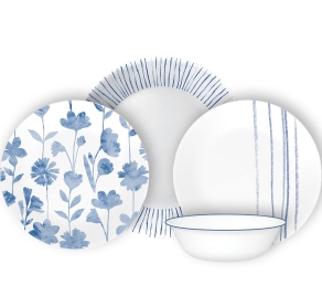 סט צלחות 24 חלקים, Botanical Stripes