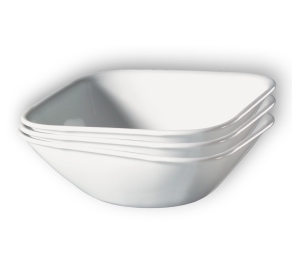מארז 3 קערות סלט מרובעת 1 ל', Pure White