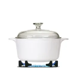 סיר זכוכית עגול 3.2 ל' + מכסה, Winter Frost White