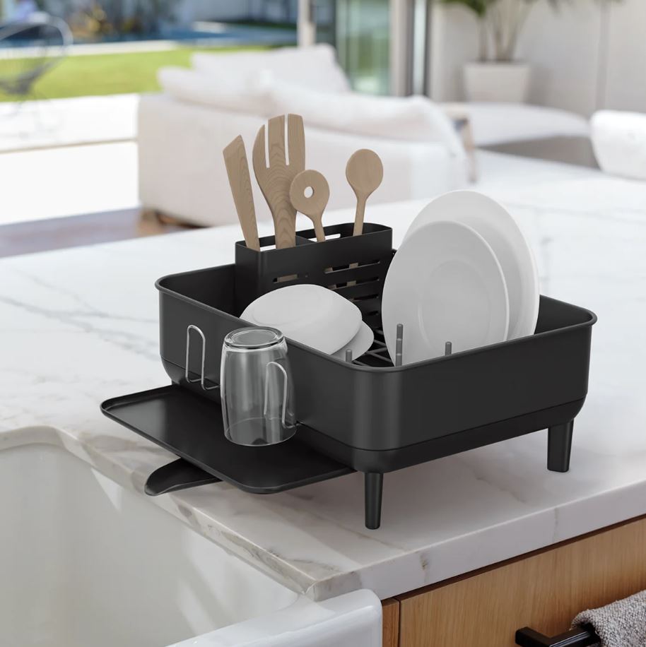 מתקן לייבוש כלים קומפקט נירוסטה שחור