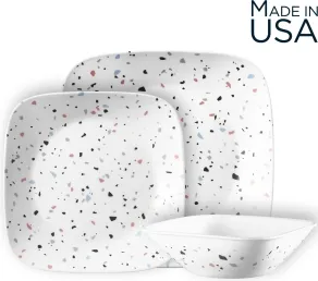 סט צלחות 18 חלקים, Terrazzo Rosa Square