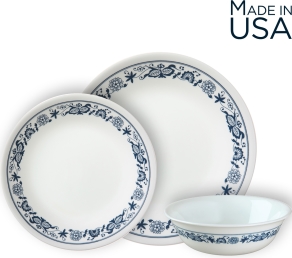 סט 18 חלקים, דגם אולד טאון בלו, צלחות קורל מבית קורנינג