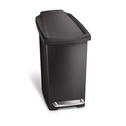 פח פלסטיק דוושה צר, שחור 10 ל'