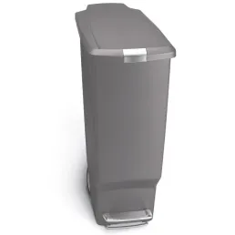 פח פלסטיק דוושה צר, אפור 40 ל'