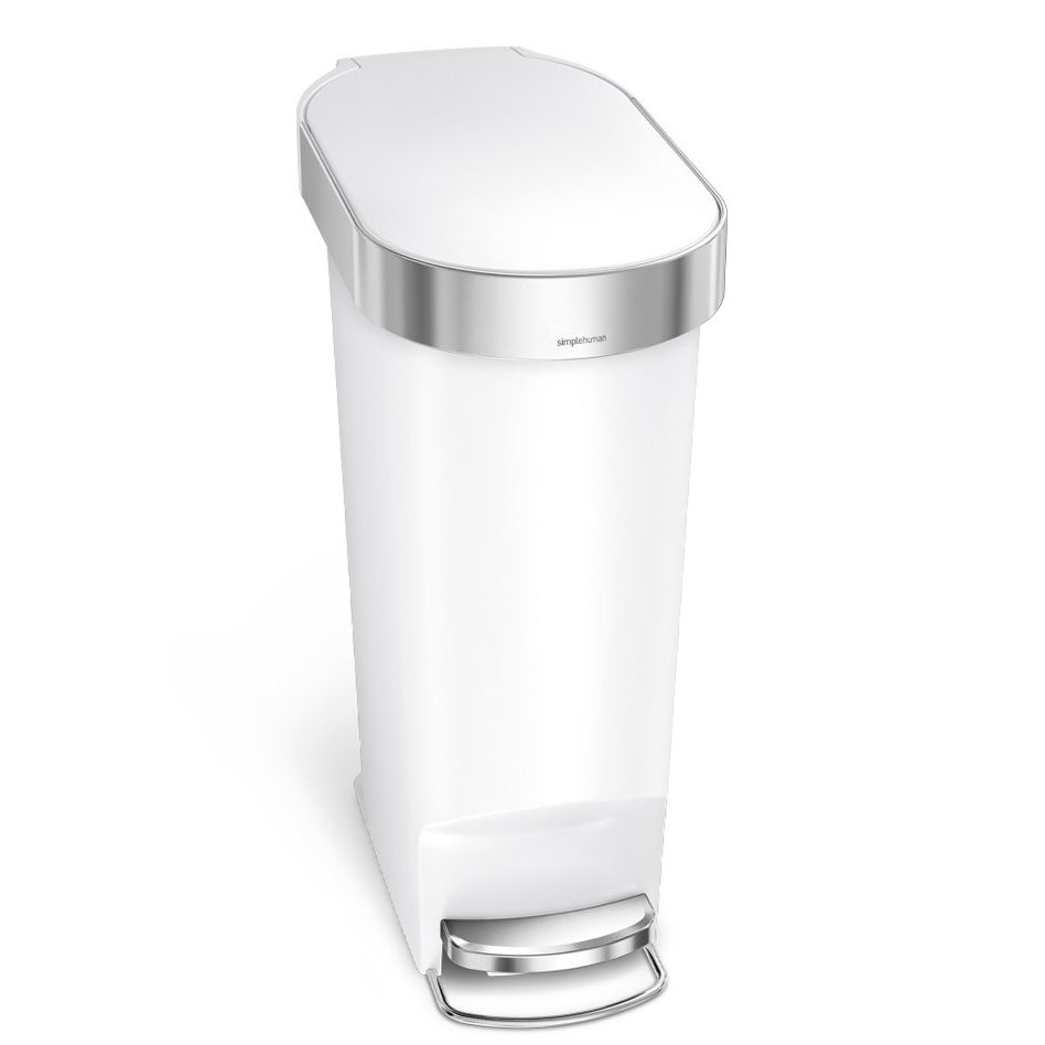 פח פלסטיק דוושה צר לבן 40 ל' 13