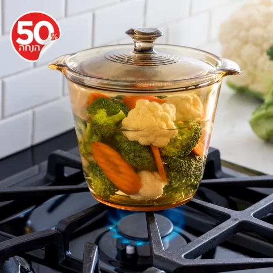 סיר זכוכית 1.2 ל' + מכסה, Visions Flair