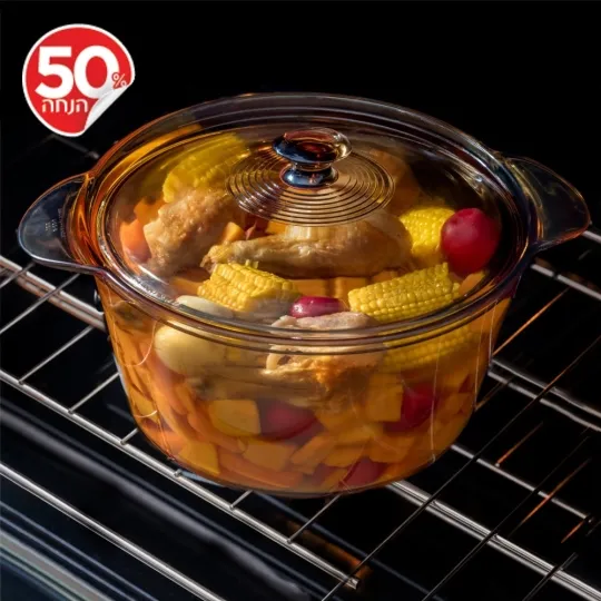 סיר זכוכית 5.5 ל' + מכסה, Visions Flair