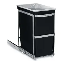 פח פתוח מחובר לארון במסילה מובנת, שחור 30 ל'