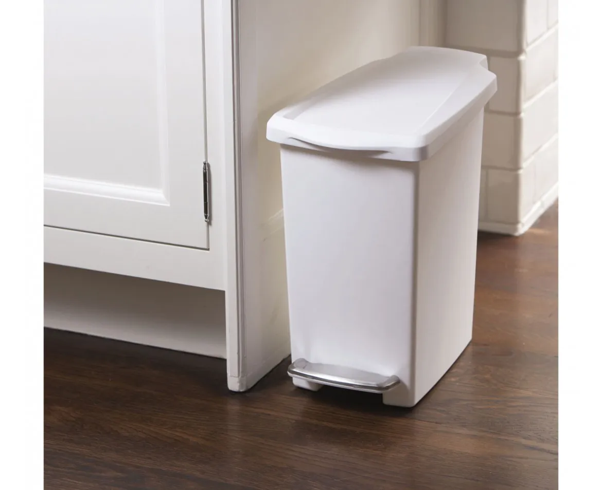 פח פלסטיק לבן דוושה צר 10 ל' 13