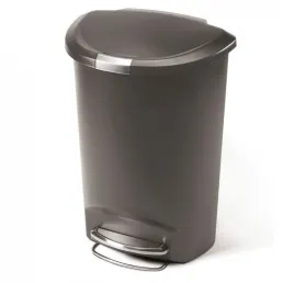 פח פלסטיק דוושה חצי עגול, אפור 50 ל'