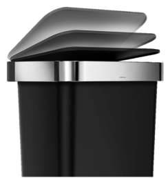 פח פלסטיק שחור שוליים נירוסטה 45 ל'