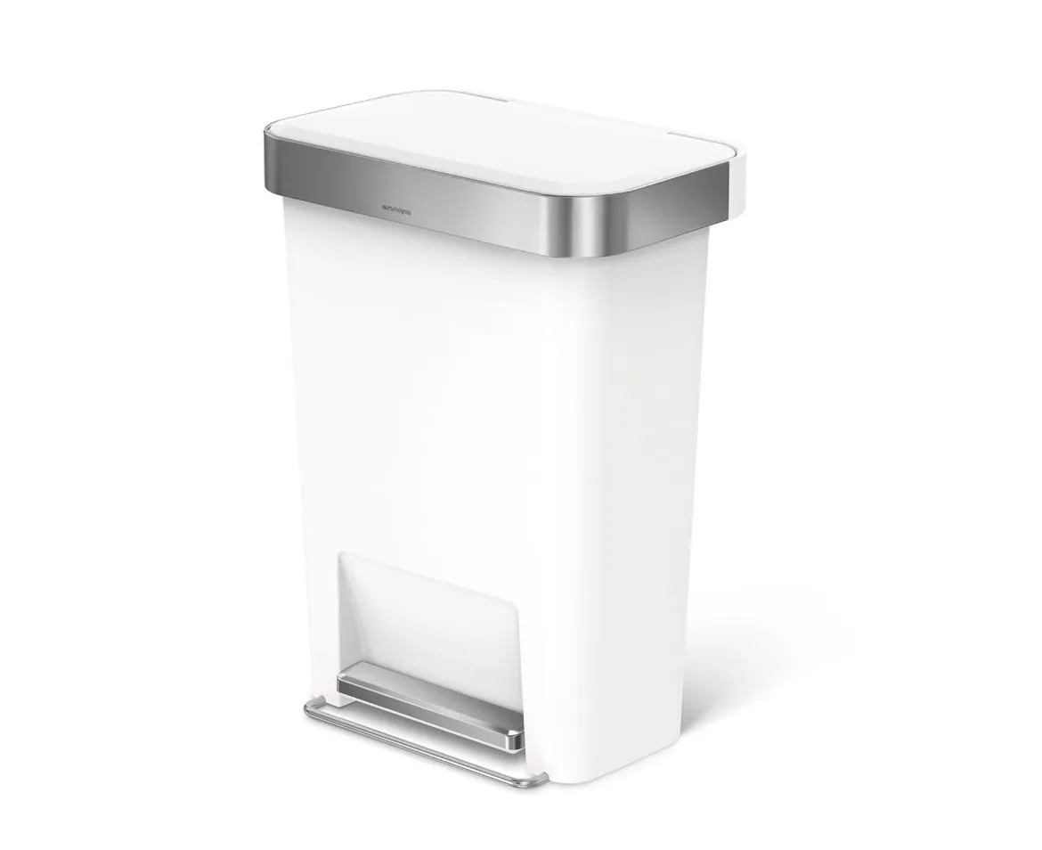 פח פלסטיק לבן שוליים נירוסטה 45 ל' 13