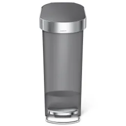 פח פלסטיק צר דוושה הדור החדש, אפור 40 ל'