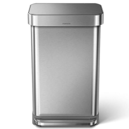 פח דוושה רחבה מלבני נירוסטה לבן, 45 ליטר simplehuman