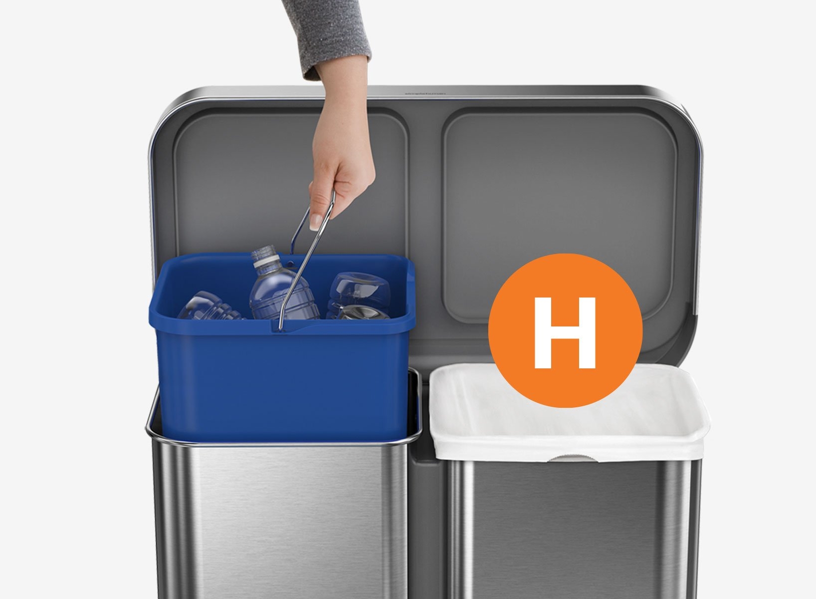 פח דוושה רחבה מיחזור נירוסטה 58 ל' 13