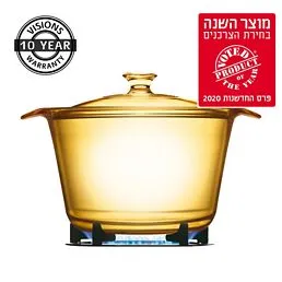 סיר זכוכית 3.8 ל' + מכסה, Visions Flair