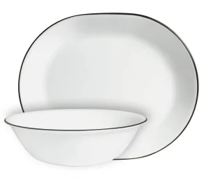 סט קערת סלט 2 ליטר+מגש אובלי 31 ס"מ - פס שחור