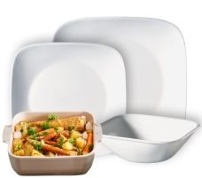 תבנית 18 ס"מ שמנת+ סט צלחות 12 חל', Pure White