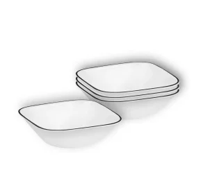 מארז 4 בול מרק מרובע 650 מ"ל, פס שחור